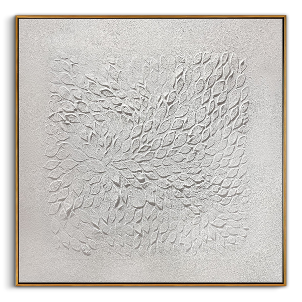 "The Echoing Breath" – Minimalist White Relief Impasto Painting | Hand-Textured 3D Plaster Art for Contemporary Interiors #MI188