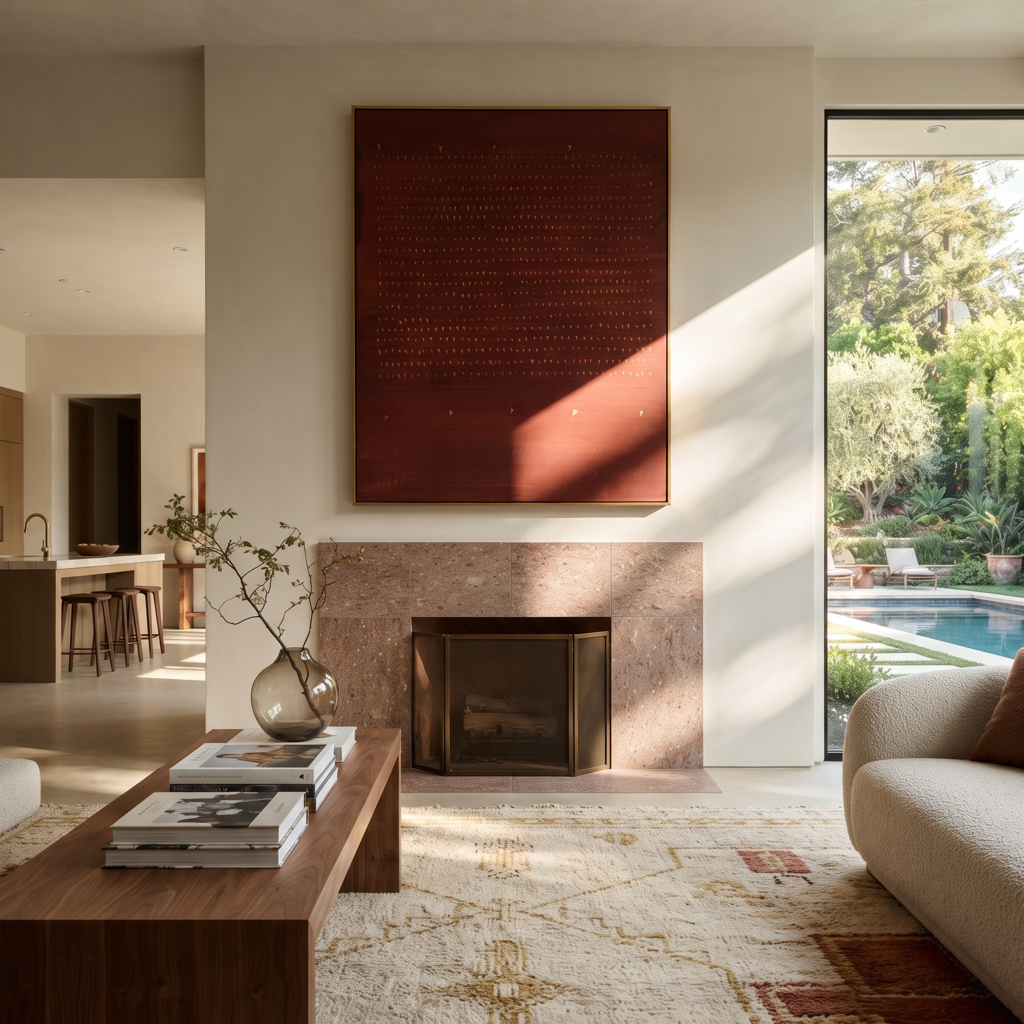 “Terracotta Rhythm” – Modern Minimalist Wabi-Sabi Abstract Painting | Burnt Sienna Red & Antique Gold Textured Canvas Art | Luxury Vertical Wall Art
