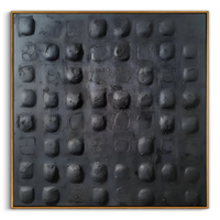 "Obsidian Pulse" – Dark Minimalist 3D Matrix Relief | Hand-Textured Carbon-Black Abstract Painting for Luxury Interiors #WS 233