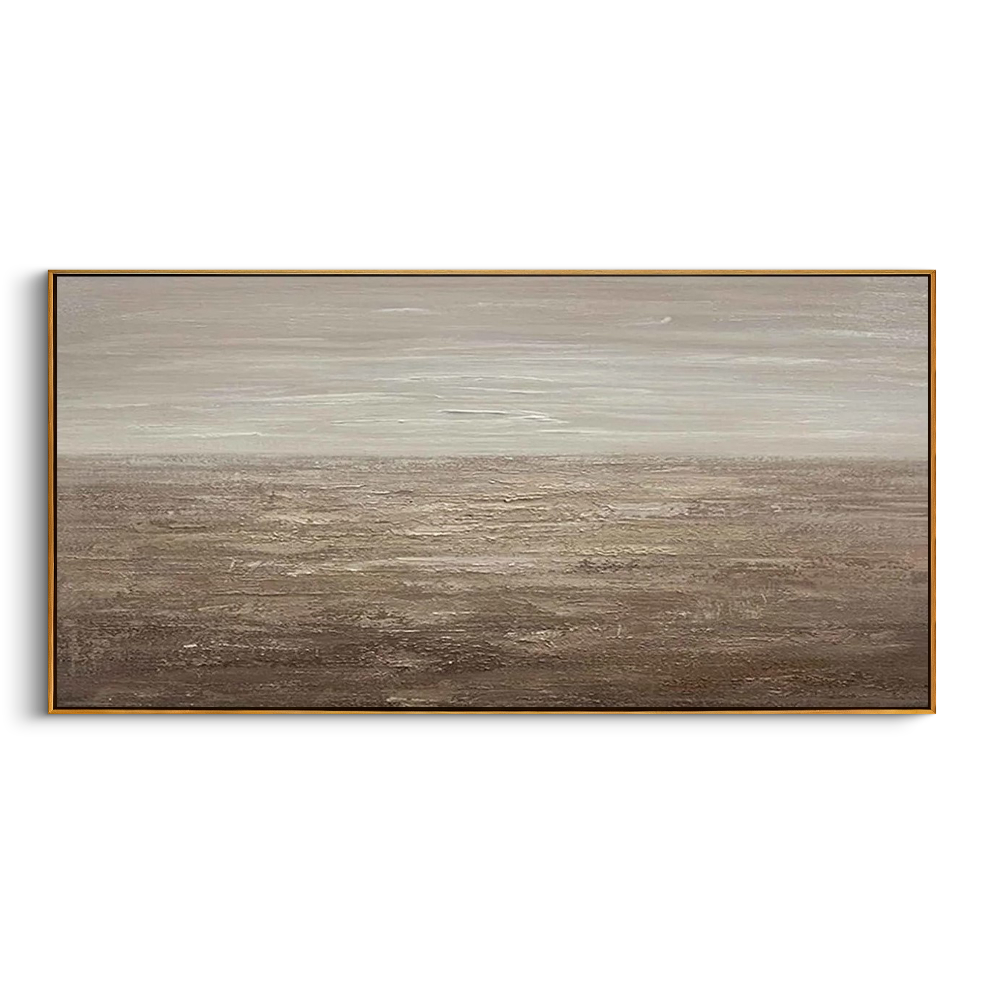 "Terra Echo" – Modern Wabi-Sabi Mineral Texture Abstract | Minimalist Oatmeal Tone Horizontal Statement Art #WS 242