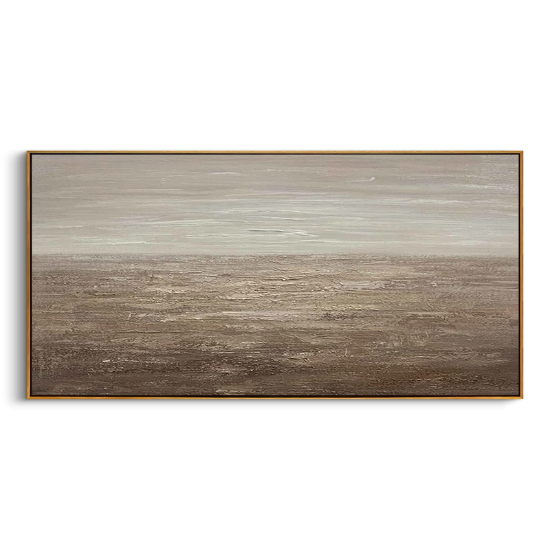 "Terra Echo" – Modern Wabi-Sabi Mineral Texture Abstract | Minimalist Oatmeal Tone Horizontal Statement Art #WS 242