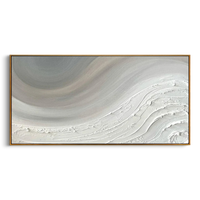 "Ethereal Tides" – 3D Sculptural Heavy Impasto Relief | Minimalist Creamy Gray Wabi-Sabi Horizontal Art#WS 239