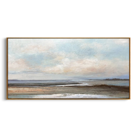 "The Coastal Prelude" – Modern Impressionist Vast Seascape | Ethereal Blue & Earth Tone Horizontal Gallery Art #LC152