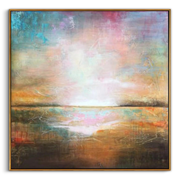 "Vivid Horizon" – Modern Ethereal Impressionist Abstract | Dreamy Pastel & Earth Tone Statement Wall Art #AB1020