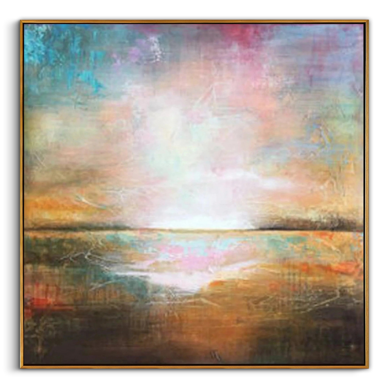 "Vivid Horizon" – Modern Ethereal Impressionist Abstract | Dreamy Pastel & Earth Tone Statement Wall Art #AB1020