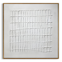 "The Lattice of Mind" – Modern Geometric Hand-Textured Relief | 3D Linear Minimalist Painting for High-End Interiors #MI187
