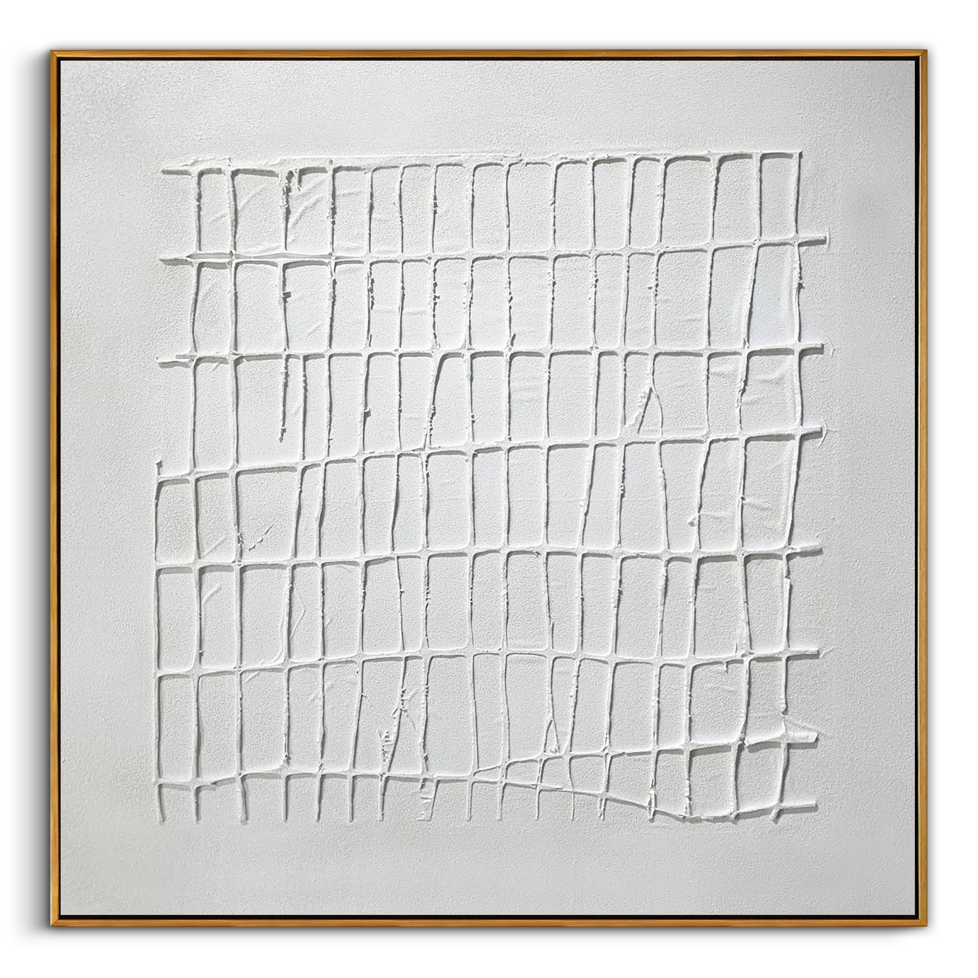 "The Lattice of Mind" – Modern Geometric Hand-Textured Relief | 3D Linear Minimalist Painting for High-End Interiors #MI187