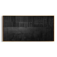 "Midnight Matrix" – Modern Dark Minimalist 3D Heavy Relief | Italian Luxury All-Black Statement Art #WS 237