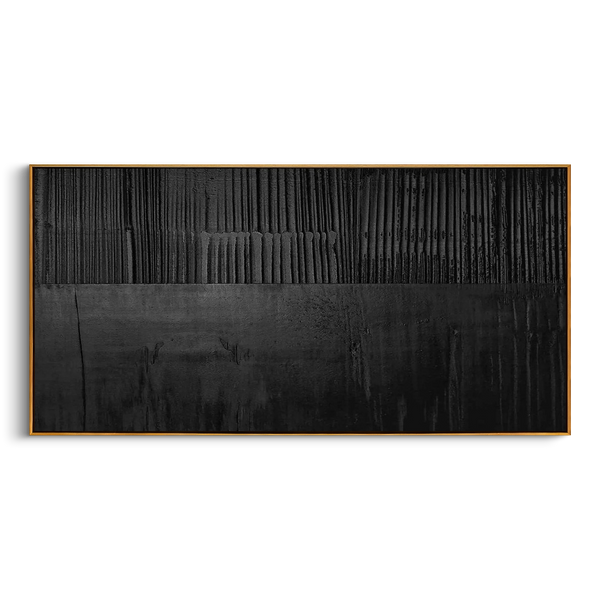 "Midnight Matrix" – Modern Dark Minimalist 3D Heavy Relief | Italian Luxury All-Black Statement Art #WS 237