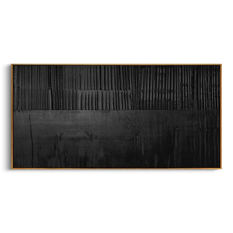 "Midnight Matrix" – Modern Dark Minimalist 3D Heavy Relief | Italian Luxury All-Black Statement Art #WS 237