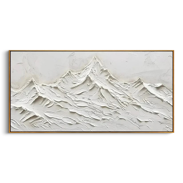 "The White Summit" – Modern 3D Sculptural Heavy Impasto Snow Mountain | Minimalist Relief Statement Art #PT 547