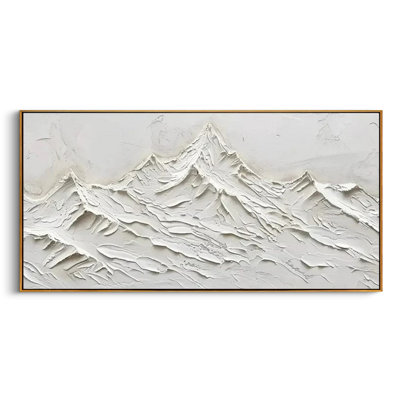 "The White Summit" – Modern 3D Sculptural Heavy Impasto Snow Mountain | Minimalist Relief Statement Art #PT 547