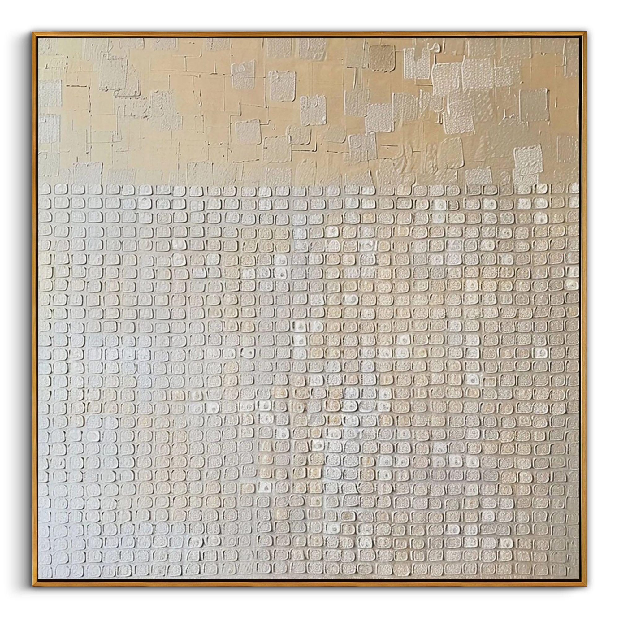 "Chronicle of Light" – Modern 3D Heavy Impasto Relief | Minimalist Champagne Gold Matrix Statement Art #WS 229