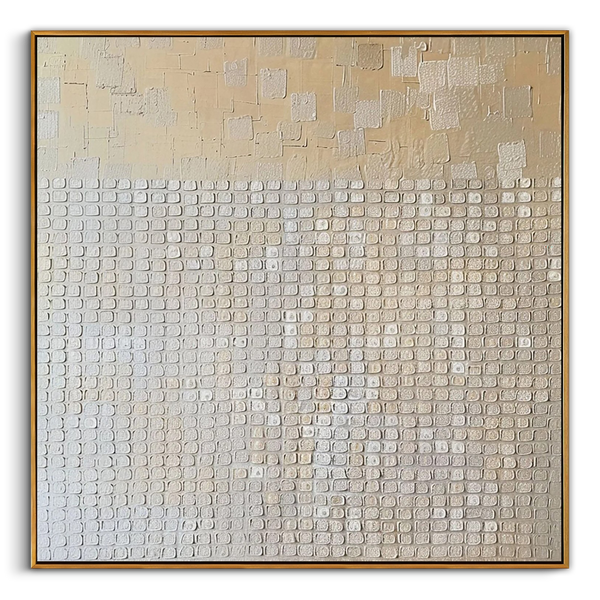 "Chronicle of Light" – Modern 3D Heavy Impasto Relief | Minimalist Champagne Gold Matrix Statement Art #WS 229