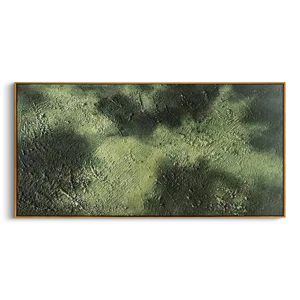 "Primal Resonance" – Modern Heavy Impasto Abstract | Moss Green & Carbon 3D Texture Art | Luxury Industrial Style Horizontal Decor #PT 541