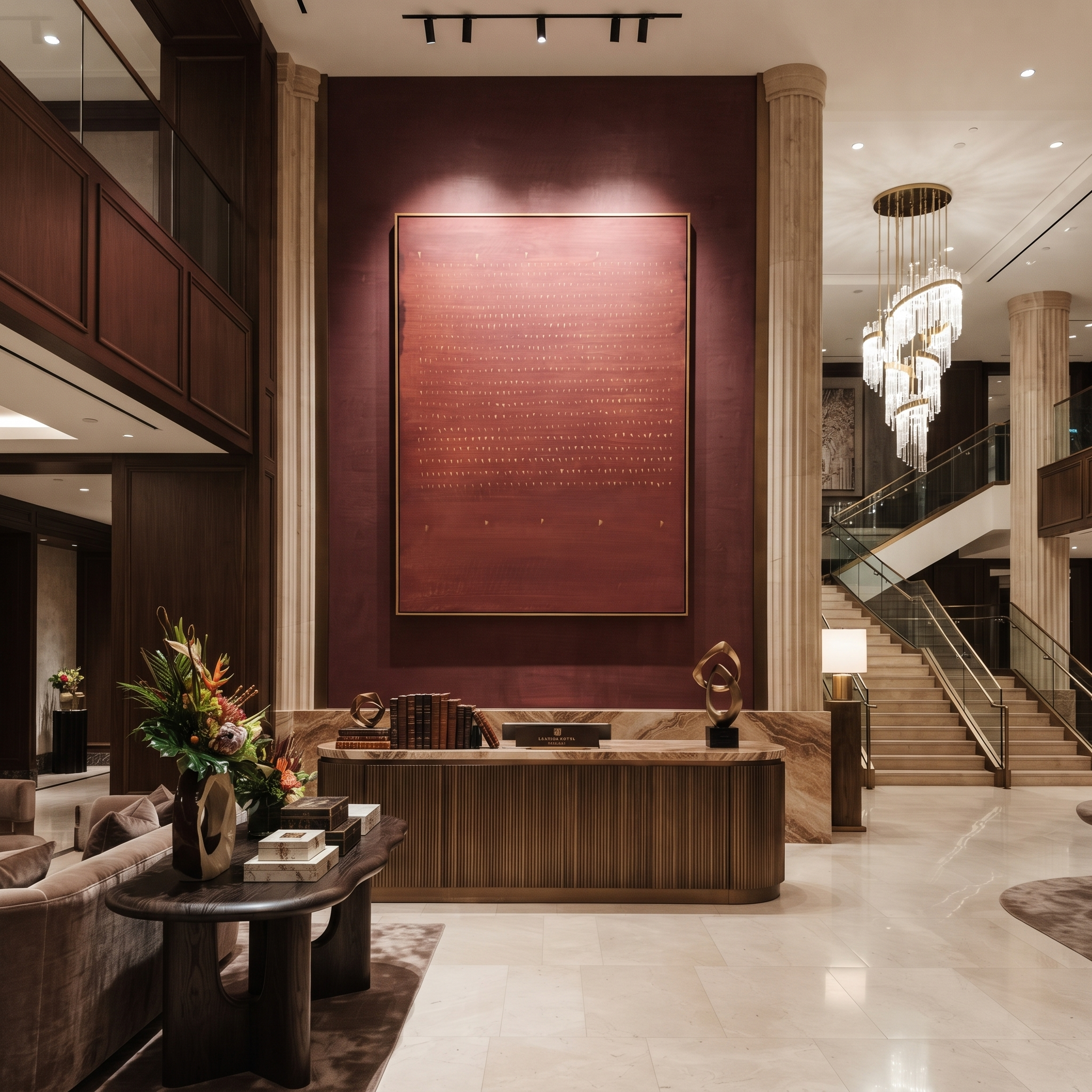 “Terracotta Rhythm” – Modern Minimalist Wabi-Sabi Abstract Painting | Burnt Sienna Red & Antique Gold Textured Canvas Art | Luxury Vertical Wall Art