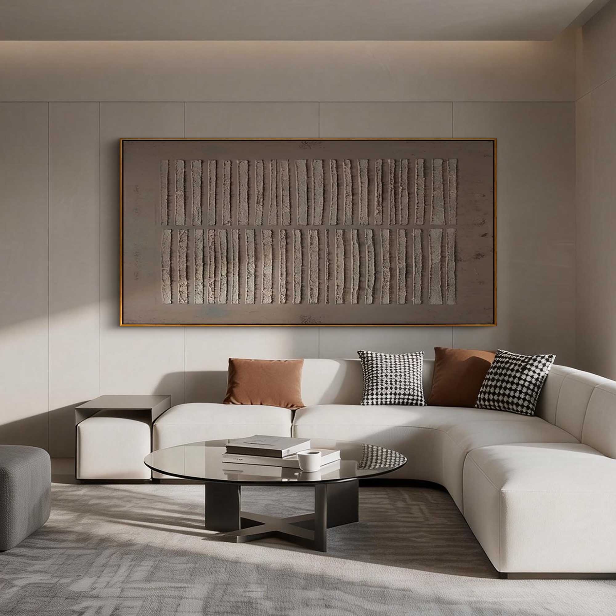 "Earth Rhythms" – Minimalist Industrial Vertical Relief | Modern Japandi 3D Sequence Textured Gallery Art#WS 198