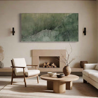 "Verdant Sculpted Light" is a 100% hand-painted abstract artwork created with professional oil and acrylic paints on high-quality canvas. Its green palette and visible textured strokes give every piece authentic handmade variation and tactile depth.