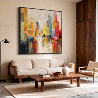 "Midnight Expressive Balance" is a 100% hand-painted abstract artwork created with professional oil and acrylic paints on high-quality canvas. Its black & red palette and visible textured strokes give every piece authentic handmade variation and tactile depth.