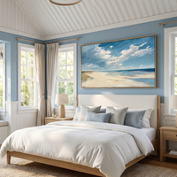 "Salty Horizon" – Panoramic Impressionist Coastal Oil Painting | Modern Minimalist Seascape Wall Art#LC109