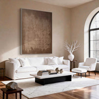 "Brown Reed Texture" - Minimal Wabi-Sabi Textured Art | Brown 3D Linear Canvas Painting | Luxury Vertical Wall Art #WS 120
