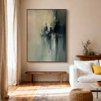 "Verdant Quiet Motion" is a 100% hand-painted abstract artwork created with professional oil and acrylic paints on high-quality canvas. Its green palette and visible textured strokes give every piece authentic handmade variation and tactile depth.