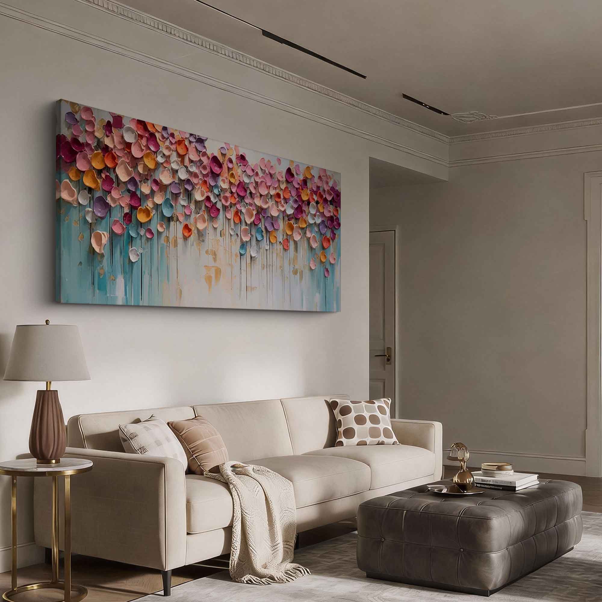 "Secret Floral Realm" – 100% Hand-Painted Heavy Texture Abstract Oil Painting | Modern Nordic Style Large Wall Art for Living Room#PT 375