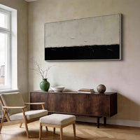 "Midnight Quiet Structure" is a 100% hand-painted minimalist abstract created with professional oil and acrylic paints on high-quality canvas. Its black & white palette and visible textured strokes give every piece authentic handmade variation and tactile depth.