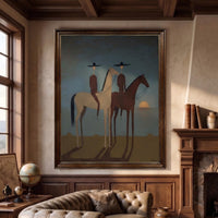 "SunSet Riders" - Modern Heavy Impasto Abstract Artwork | Beige Palette Knife Painting | Luxury Vertical Wall Art #PT 2658