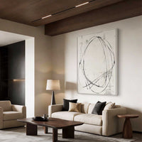 "Black White Reed" - Minimal Wabi-Sabi Textured Art | Black White Linear Canvas Painting | Luxury Vertical Wall Art #WS 119