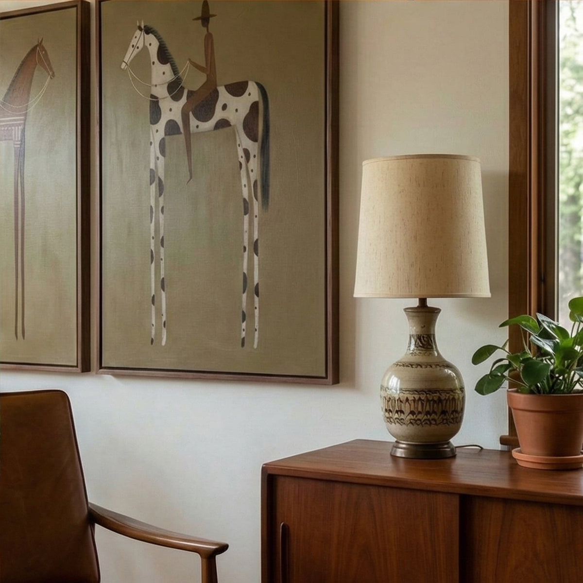 "Silent Journey" - Modern Heavy Impasto Abstract Artwork | Beige & Golden Palette Knife Painting | Luxury Two-Panel Vertical Wall Art #PT 2595