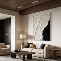 "Midnight Chromatic Rhythm" is a 100% hand-painted abstract artwork created with professional oil and acrylic paints on high-quality canvas. Its black & white palette and visible textured strokes give every piece authentic handmade variation and tactile depth.