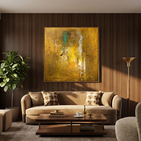 "Golden Era" – Wabi-Sabi Hand-Applied Gold Leaf Abstract Painting | Luxury High-End Textured Mansion Wall Art#AB1016