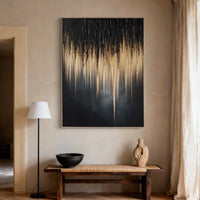 "Midnight Flowing Divide" is a 100% hand-painted abstract artwork created with professional oil and acrylic paints on high-quality canvas. Its black & blue palette and visible textured strokes give every piece authentic handmade variation and tactile depth.