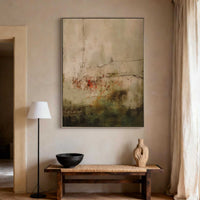 "Green Beige Vertical" - Modern Wabi-Sabi Abstract Painting | Beige Green Textured Canvas Art | Luxury Vertical Wall Art #WS 173