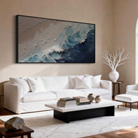 "Beach & Ocean Art" is a 100% hand-painted seascape created with professional oil and acrylic paints on high-quality canvas. Its beige & blue palette and visible textured strokes give every piece authentic handmade variation and tactile depth.