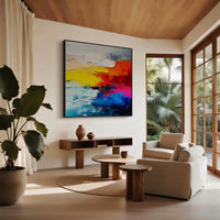 "Vibrant Resurgence" – Modern Heavy Impasto Abstract | 3D Hand-Painted Scraper Art | Multi-Color Bold Statement Wall Decor #PT535