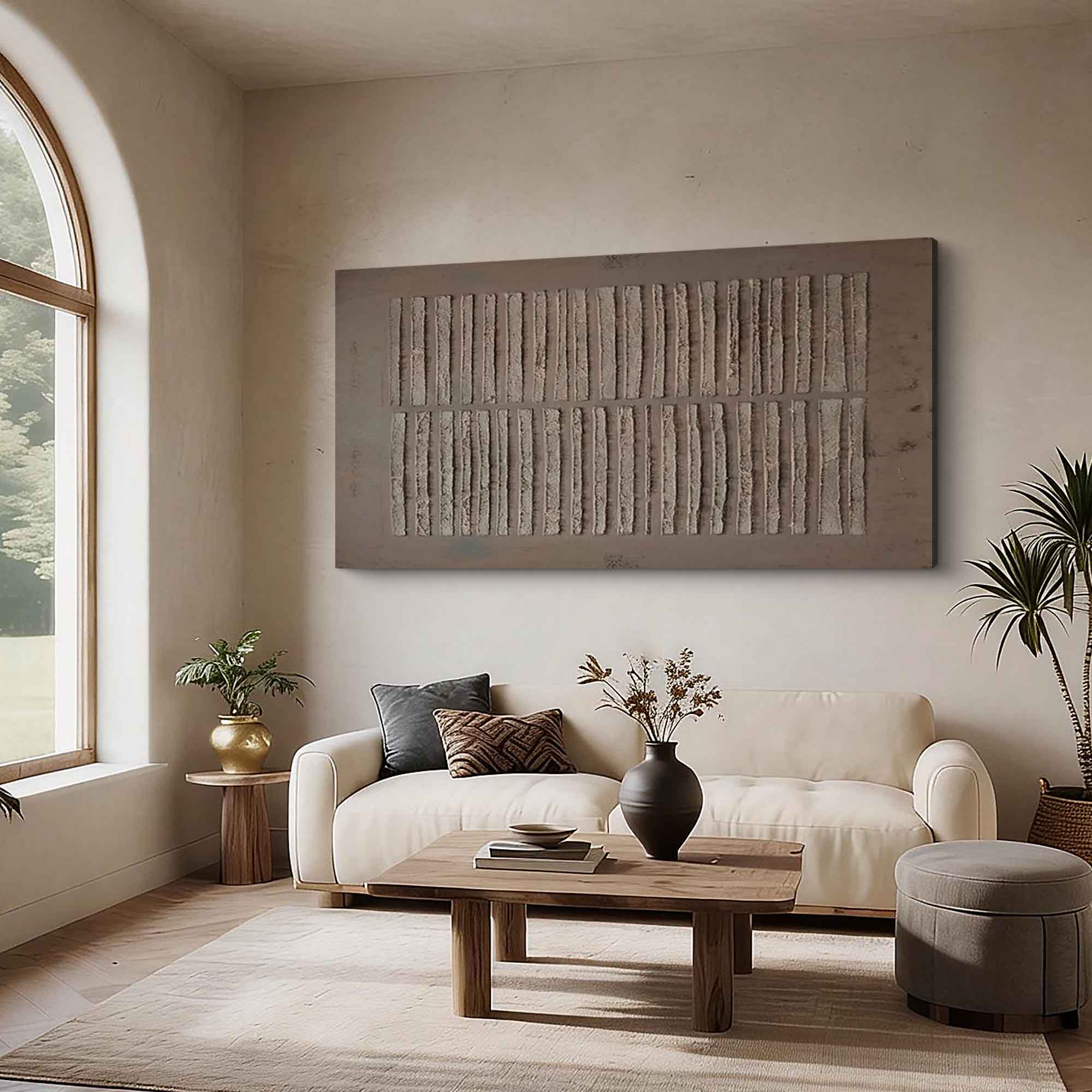 "Earth Rhythms" – Minimalist Industrial Vertical Relief | Modern Japandi 3D Sequence Textured Gallery Art#WS 198