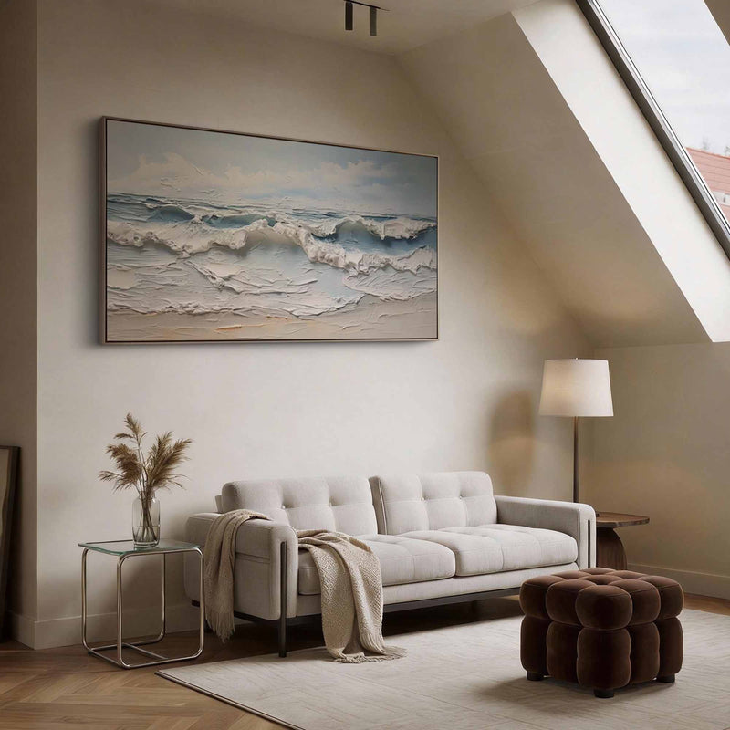 "Azure Ocean Passage" - Textured Seascape Art | 3D Blue & White Impasto Canvas Painting | Luxury Canvas Wall Art #PT 509