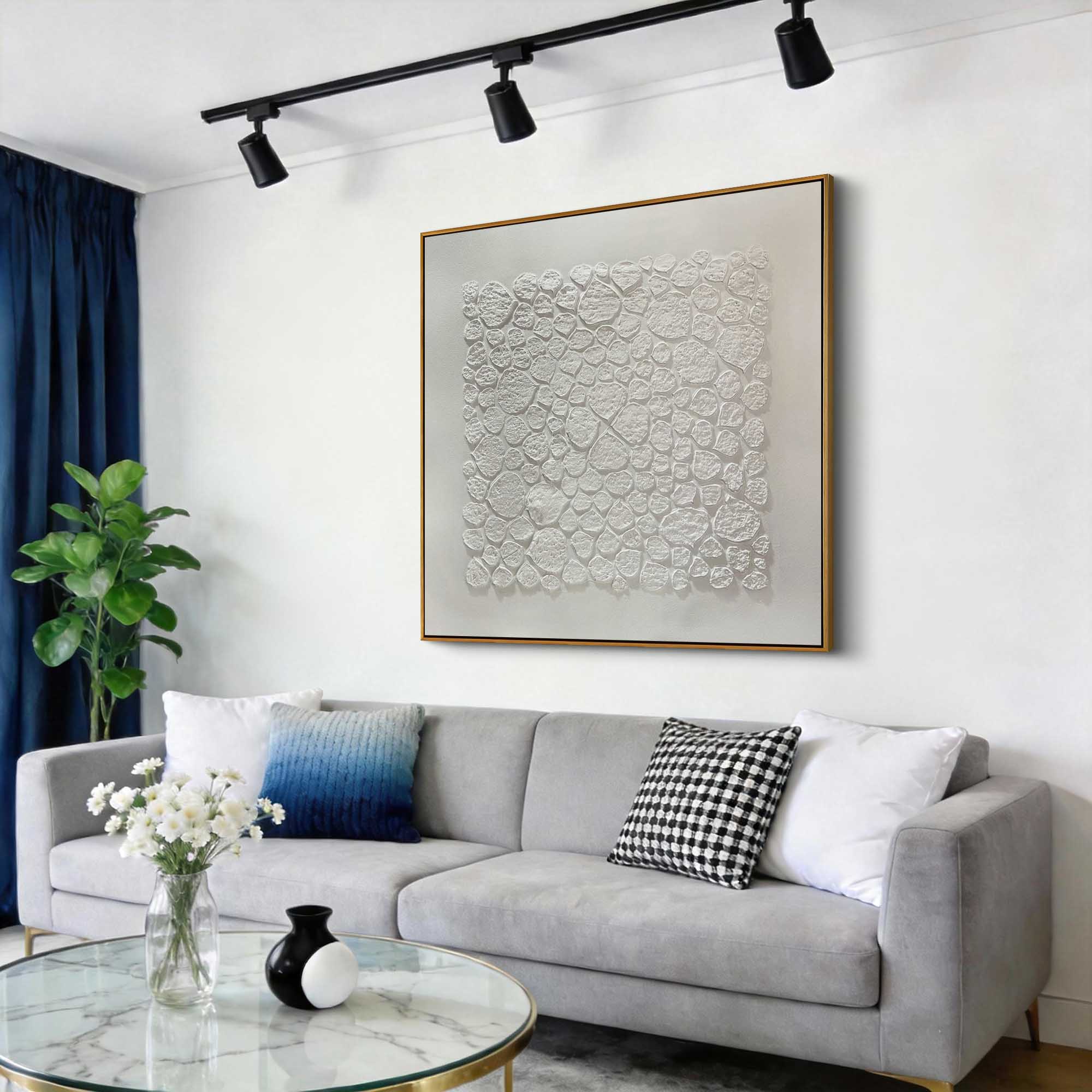 "The Echo of Oneness" – Minimalist White Heavy Impasto | 3D Hand-Sculpted Organic Relief | Luxury Wabi-Sabi Statement Wall Decor #WS 231