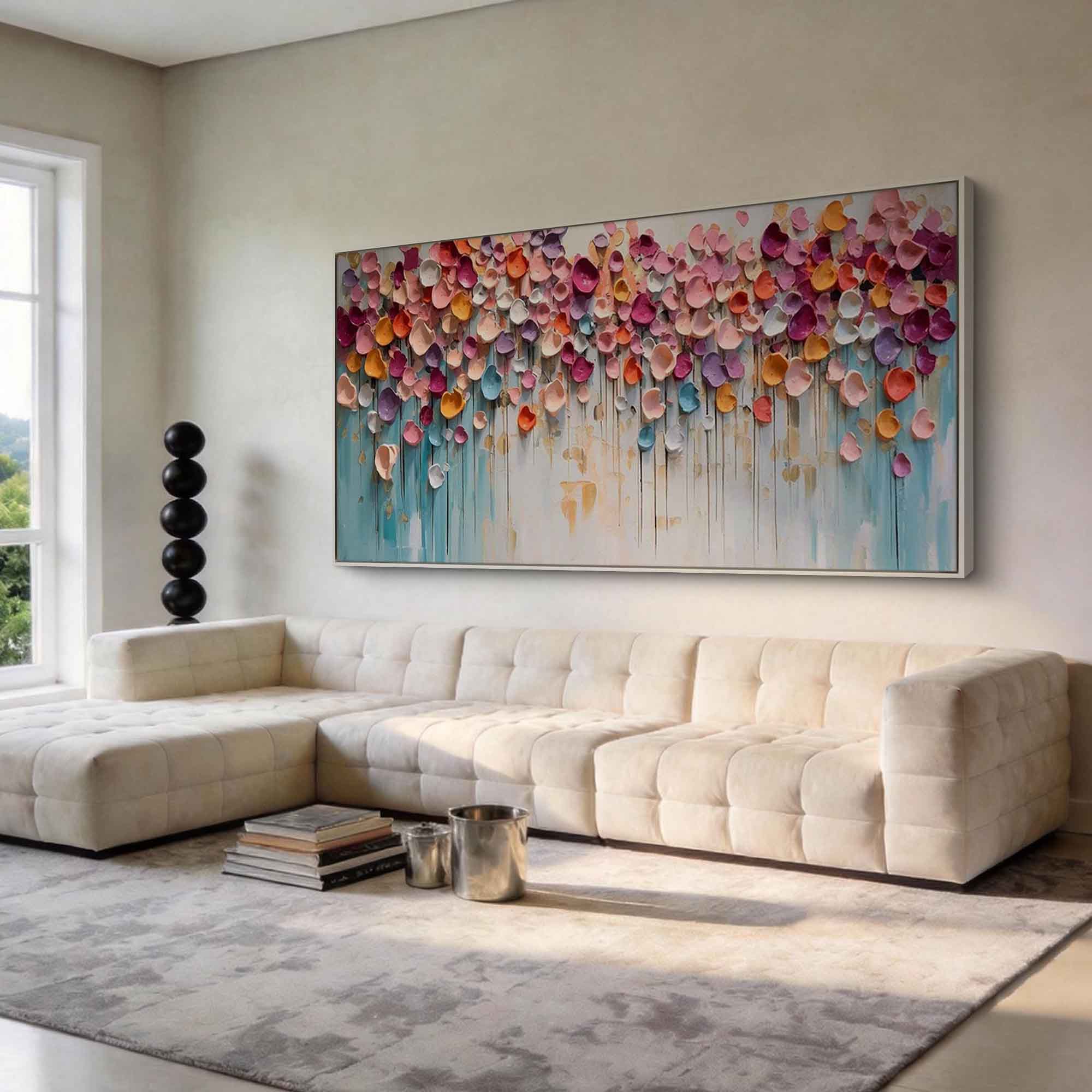 "Secret Floral Realm" – 100% Hand-Painted Heavy Texture Abstract Oil Painting | Modern Nordic Style Large Wall Art for Living Room#PT 375