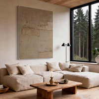 "Weathered Stone Wall" - Modern Wabi-Sabi Abstract Painting | Beige Textured Canvas Art | Luxury Vertical Wall Art #WS 169
