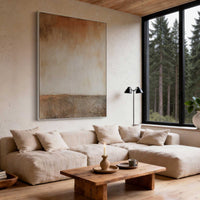 "Muted Clay Horizon" - Modern Wabi-Sabi Abstract Painting | Beige Brown Textured Canvas Art | Luxury Vertical Wall Art #WS 078