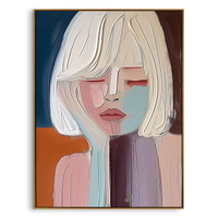 "Quiet Muse" – Modern Heavy Impasto Portrait | Morandi Palette Textured Minimalist Healing Wall Art#PE491