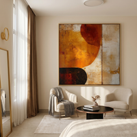 "The Amber Epoch" – Retro Earth Tone Geometric Abstract | Hand-Textured Distressed Relief | Sophisticated 3D Mid-Century Wall Decor #AB1024