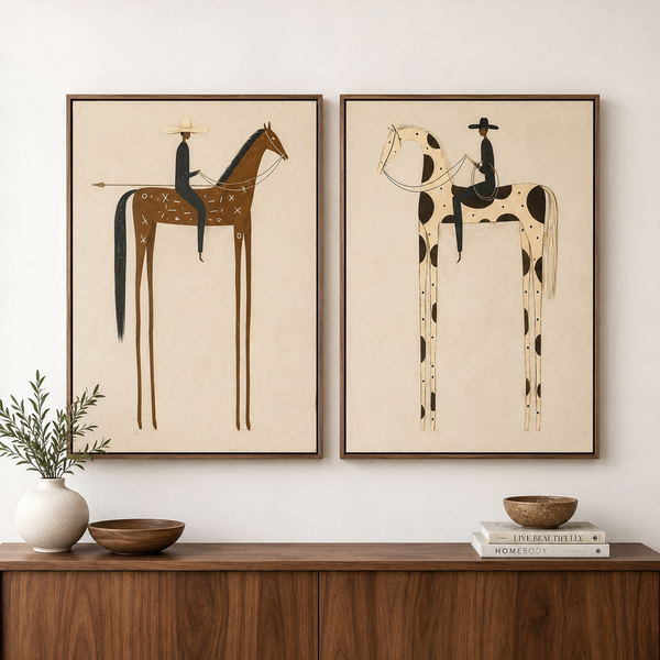 "Twin Bearings" - Modern Heavy Impasto Western Animal Artwork | Golden Palette Knife Painting | Luxury Two-Panel Vertical Wall Art #PT 2596