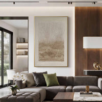 "Beige Plaster Column" - Modern Wabi-Sabi Abstract Relief Art | Beige Textured Canvas Painting | Luxury Vertical Wall Art #WS 137