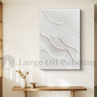 "Ivory Sailor's View" is a 100% hand-painted seascape created with professional oil and acrylic paints on high-quality canvas. Its white palette and visible textured strokes give every piece authentic handmade variation and tactile depth.