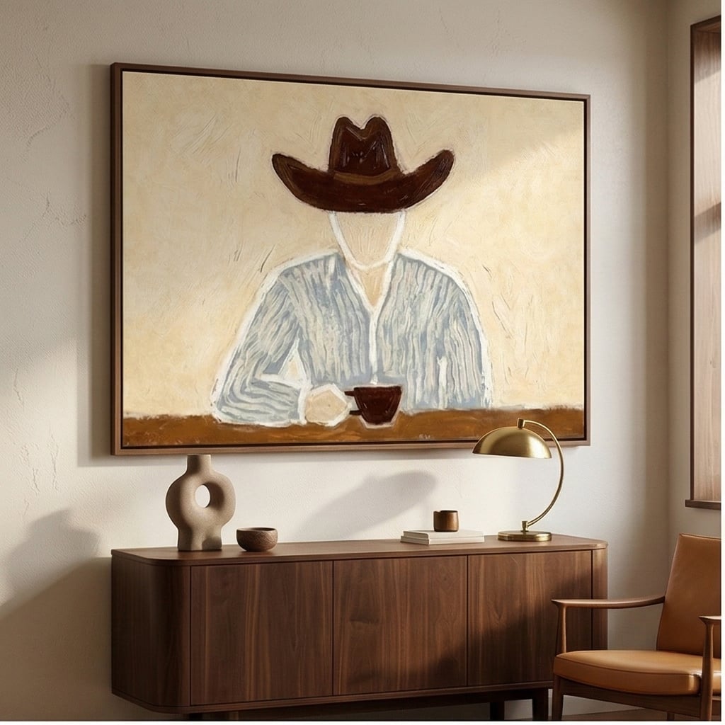 "Morning Solitude" - Modern Heavy Impasto Abstract Artwork | Beige Palette Knife Painting | Luxury Horizontal Wall Art #PT 2592