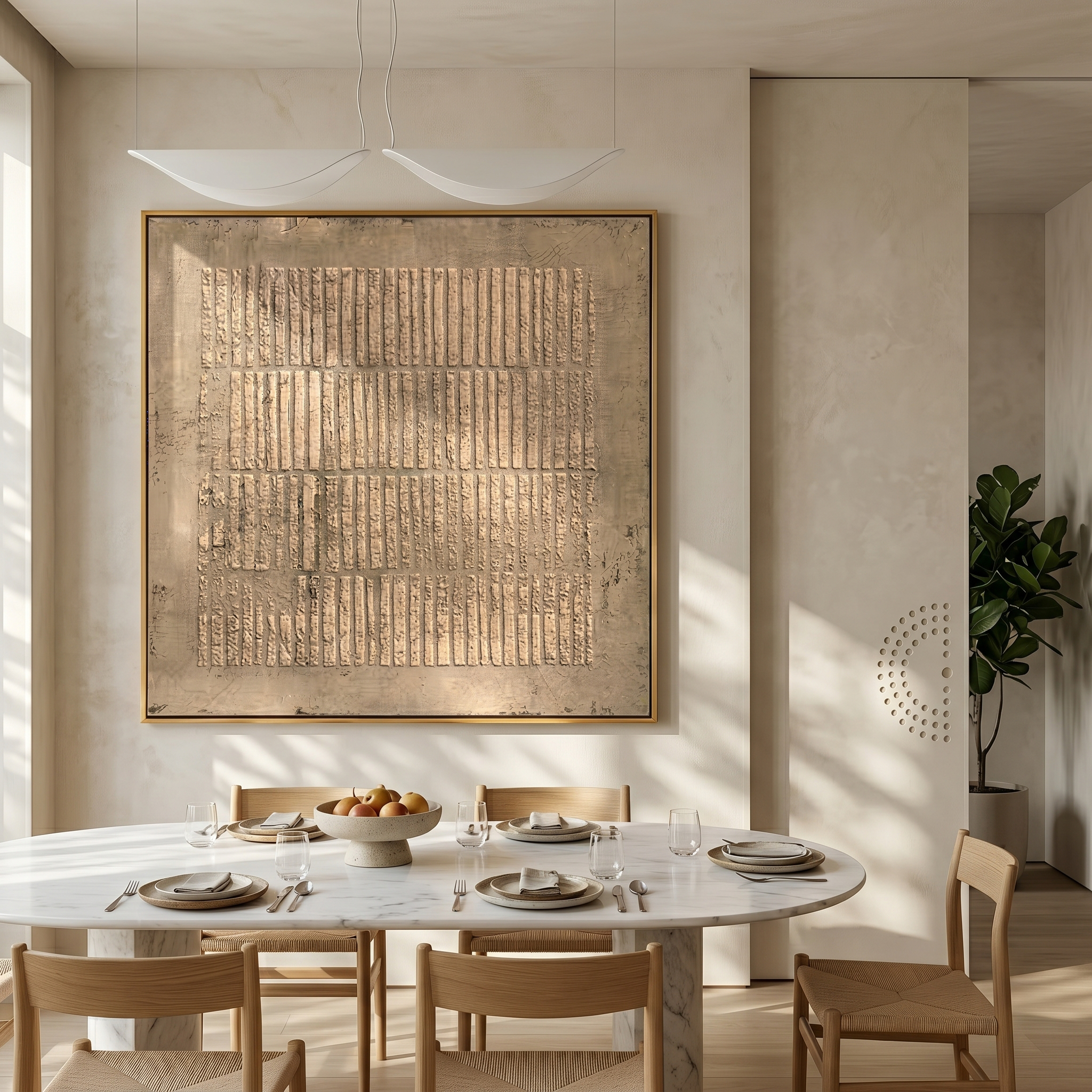 "Neutral Textured Grid" – Modern Heavy Impasto Abstract Art | 3D Taupe & Beige Palette Knife Painting | Luxury Square Wall Art #WS 243